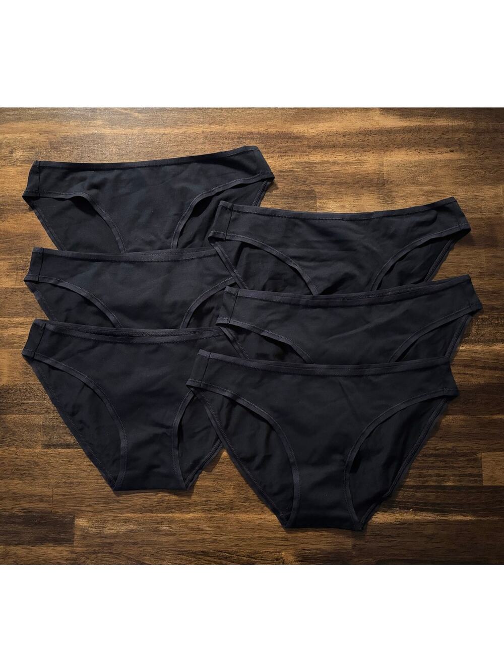 Set of 6 Quince Women’s XS Underwear Bikini Organic Cotton Stretch Black